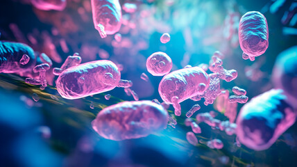 virus bacteria, virus multi-colored cells