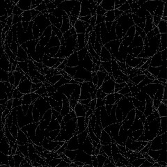 Seamless abstract pattern with white dotted lines on black background For fabric banners surface design packaging wrapping paper wallpaper Vector illustration