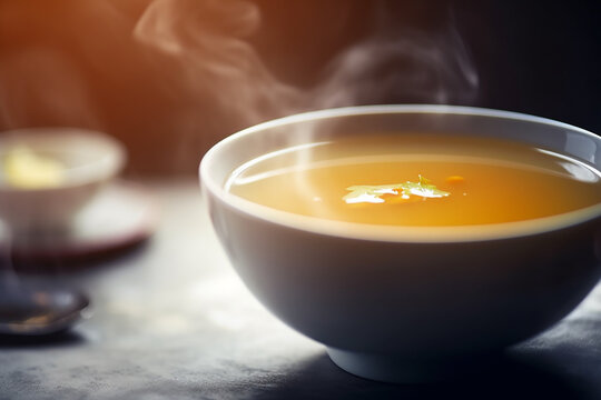 Portion of hot winter soup with vegetables. Generative AI
