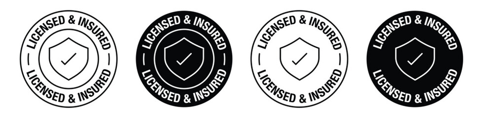 Licensed and insured vector symbol set - obrazy, fototapety, plakaty