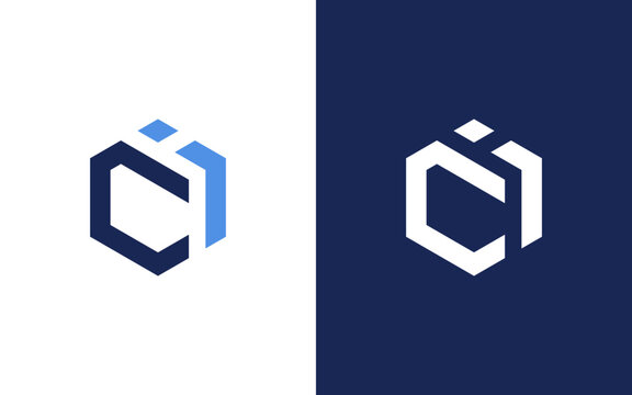 letter ci or ic logo design vector template
