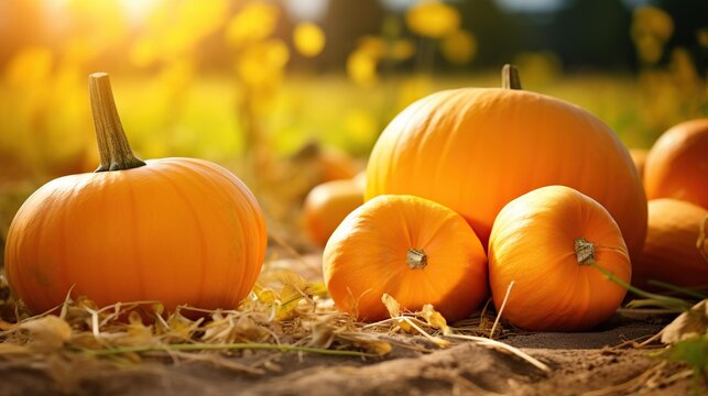 Ripe pumpkin isolated nature background. AI generated image