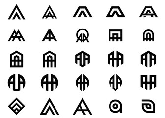Initials letter AA abstract set logo design vector