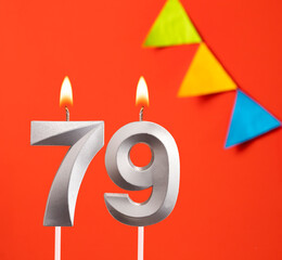 Birthday card - Number 79 candle in orange background