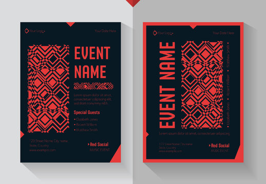 Black and Red Geometric Modern Event Flyer Template