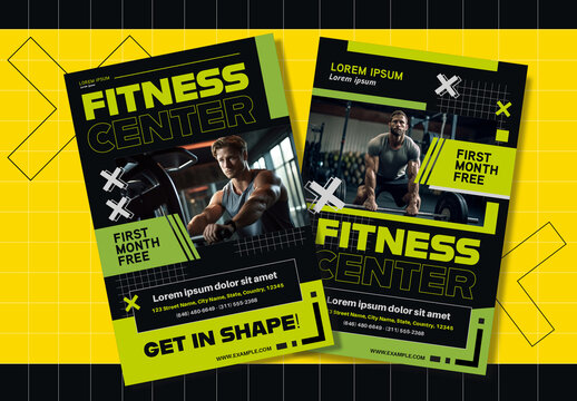 Geometric Fitness Center Poster Layout