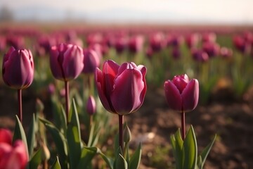 Fototapeta premium colorful field of tulips in the spring season