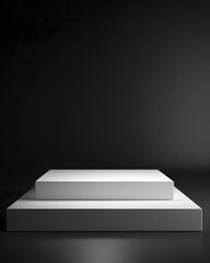 white podium product and black background