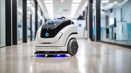 清掃用ロボット、デジタルトランスフォーメーション｜Cleaning robot, digital transformation. Generative AI - obrazy, fototapety, plakaty