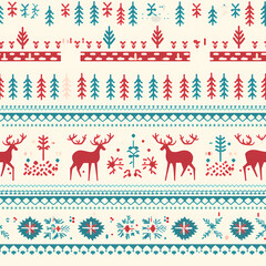 Naklejka premium Christmas is here! Varied Sweater Pattern Illustration. Generative AI illustration.