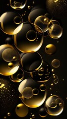 Black And Gold Bubbles Phone Wallpaper