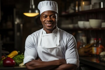 Black Male Chef Professional Career Work Environment Backdrop Generative AI