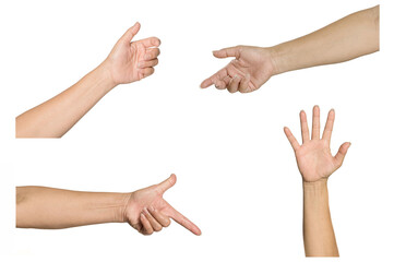 Set of Woman hand gestures isolated on white background.