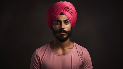 Cultures Converging: Young Sikh Man with Turban Reflecting Heritage in Modern Studio Shoot- generative AI, fiction Person