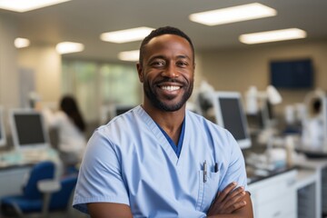 Obraz premium Black Male Dentist Employee Job Expertise Work Environment Backdrop Generative AI