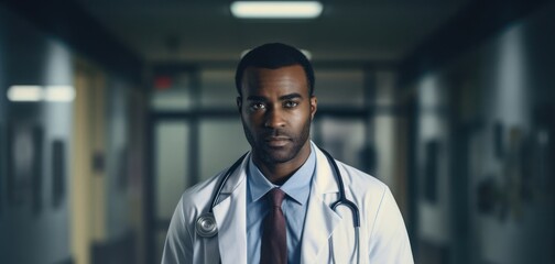 Black Man Doctor Professional Job Workplace Backdrop Generative AI