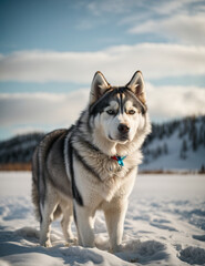 Fototapeta premium Hermoso y admirable Husky Siberiano, posando para una fotografía