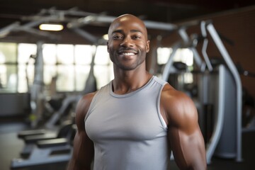 Black Man Fitness Trainer Occupation Job Workplace Background Generative AI