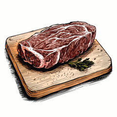 A steak drawn in black and white