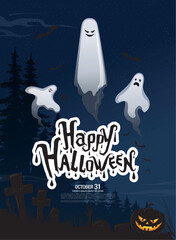 Halloween party poster. Vector illustration