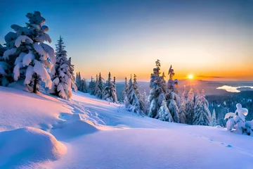 Afwasbaar Fotobehang Toilet winter landscape with snow