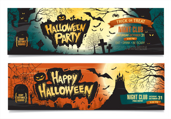 Halloween party banner layout. Vector illustration