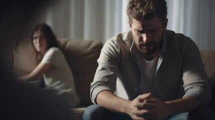 Divorce and quarrels. couples are desperate and disappointed after marriage. Husband and wife are sad, upset and frustrated after quarrels. distrust, love problems, betrayals. family problem.