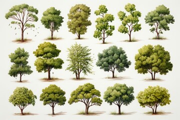 たくさんの木のイラスト,Generative AI AI画像 - obrazy, fototapety, plakaty