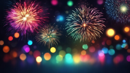 Obraz premium colorful fireworks bokeh background