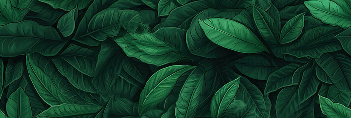 Green Leaves background panorama view.