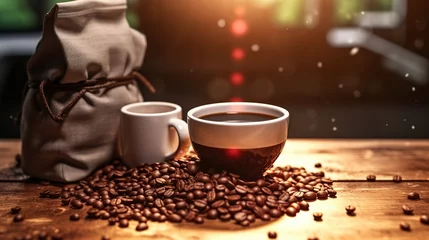Gartenposter coffee beans and cup © TeamX