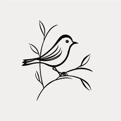 simple one line drawing of bird, vector logo
