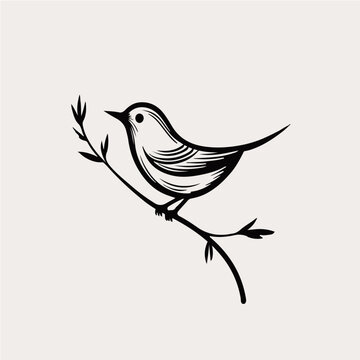 simple one line drawing of bird, vector logo