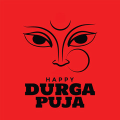 Hindi Goddess Durga Face Vector Illustration - Indian Religious Goddess Durga Face Vector Illustration