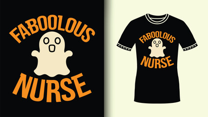 Retro Halloween Faboolous Nurse Shirt Design with Spooky Typography for Nursing Students