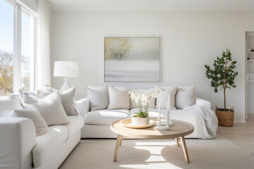 Embracing Tranquility: A Contemporary and Serene Living Room Oasis with Minimalistic Elegance, Clean Lines, and Spaciousness