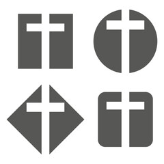 Crucifixion or Church icon set. Religion logo set. Vector illustration. EPS 10.