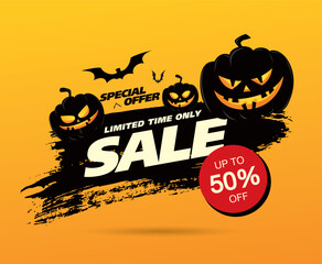 halloween sale banner layout design. vector illustration
