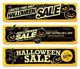 set of halloween sale banners layout design. vector illustration