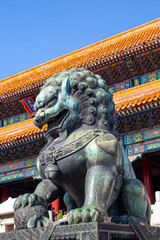 Chinese guardian lion, Forbidden City, Beijing, China.