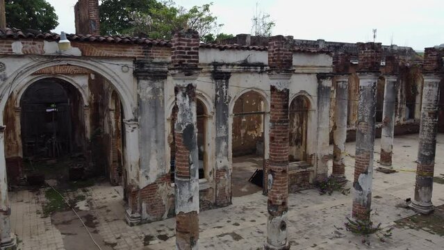 Ruin of colonial brick, plaster building in Santa Ana, El Salvador
