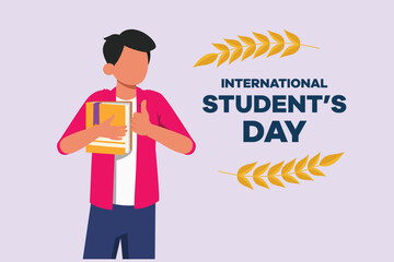 International student's day concept. Happy students. Colored flat vector illustration isolated.