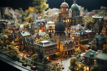 Fototapeta premium ミニチュア風の都市風景,Generative AI AI画像