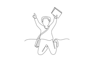 One continuous line drawing of International student's day concept. Happy students. Doodle vector illustration in simple linear style. 