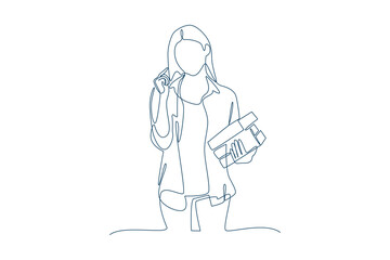 One continuous line drawing of International student's day concept. Happy students. Doodle vector illustration in simple linear style. 