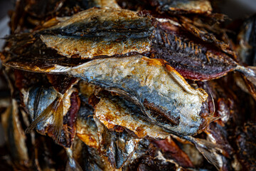 Obraz na płótnie Canvas Dried fish at local market, Thai Seafood Product