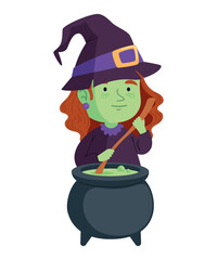 halloween witch with cauldron