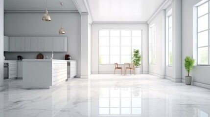 empty floor with kitchen interior background