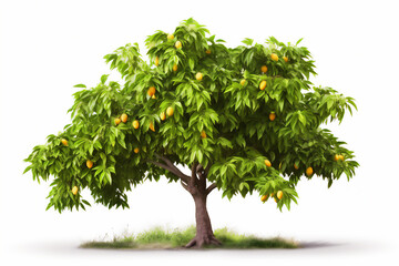 mango tree with fruits isolated white