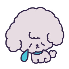 悲しくて涙を流して泣いているかわいいトイプードルの子犬のイラスト
